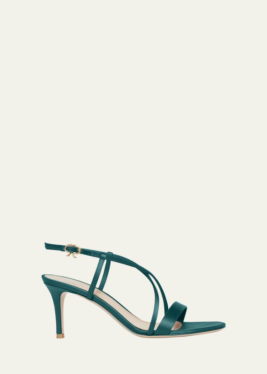 Gianvito Rossi Crepe Satin Crisscross Strappy Stiletto Sandals