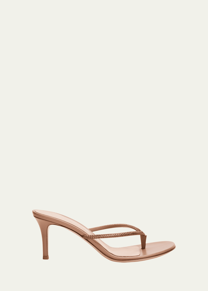 Gianvito Rossi India Strass Leather Thong Stiletto Sandals