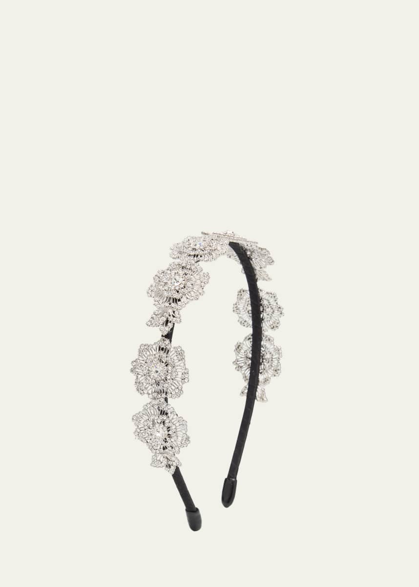 Natasha Accessories Limited Crystalized Brass Flower Headband