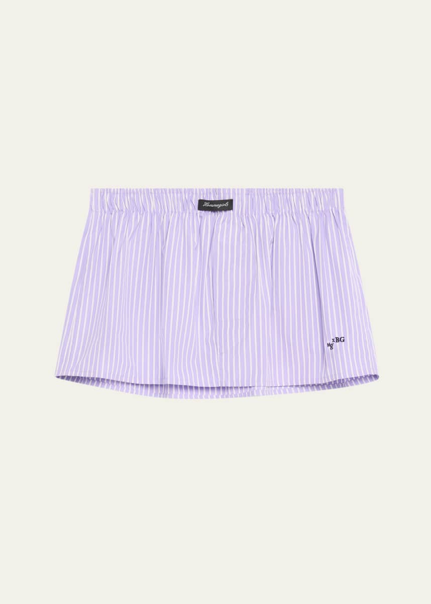 HOMMEGIRLS Striped Mini Boxer Skirt / Bandeau Top