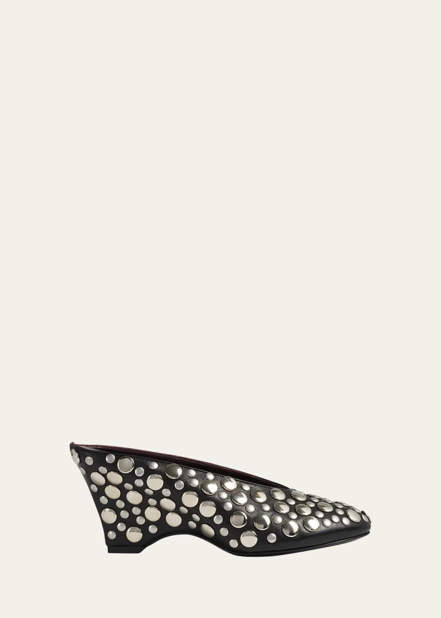 Khaite Cloak Stud Leather Mule Pumps
