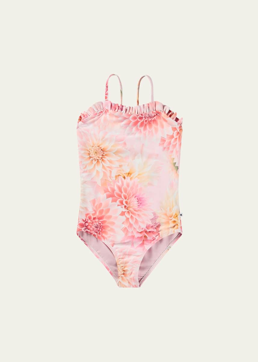 Molo Girl's Nakia Floral One-Piece Swimsuit, Size 8-12