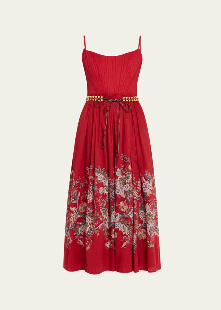 Zimmermann Rhiannon Belted Corset Midi Dress