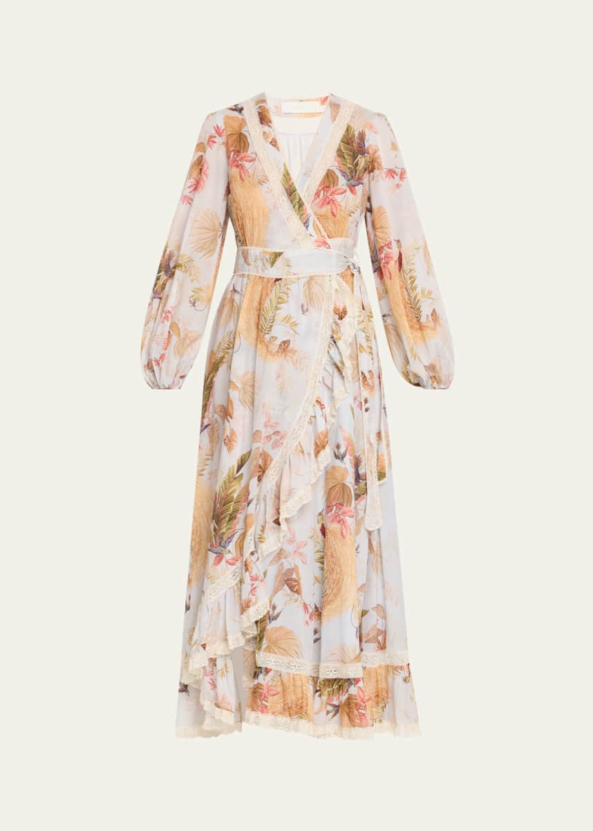 Zimmermann Ascension Frilled Long-Sleeve Wrap Dress - Bergdorf Goodman