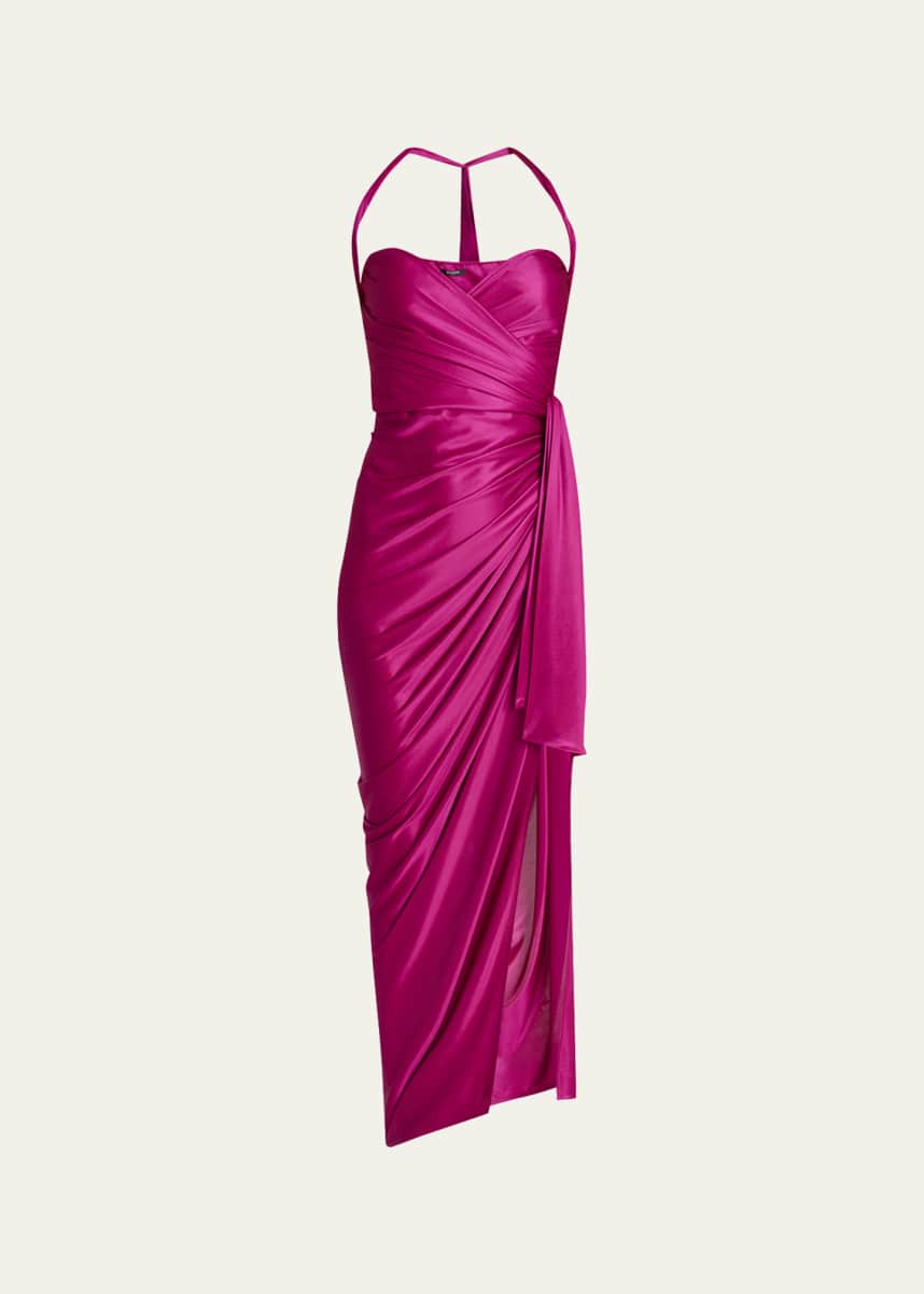 Balmain Draped Slit Maxi Dress