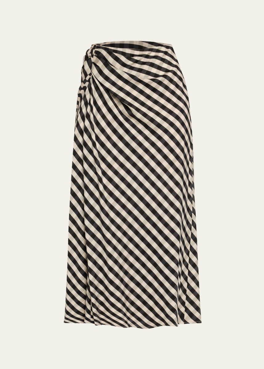 A.L.C. Jean Check Midi Skirt
