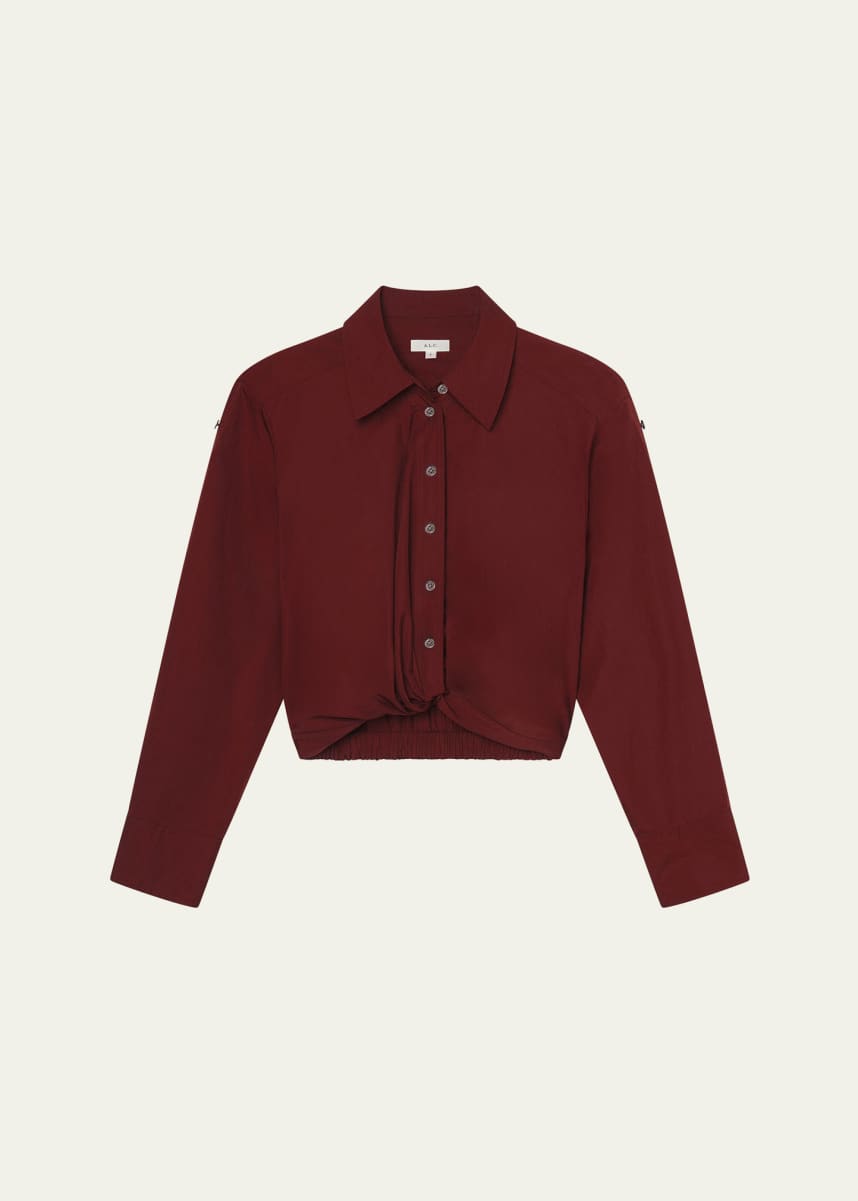 A.L.C. Leo Gathered Button-Front Top