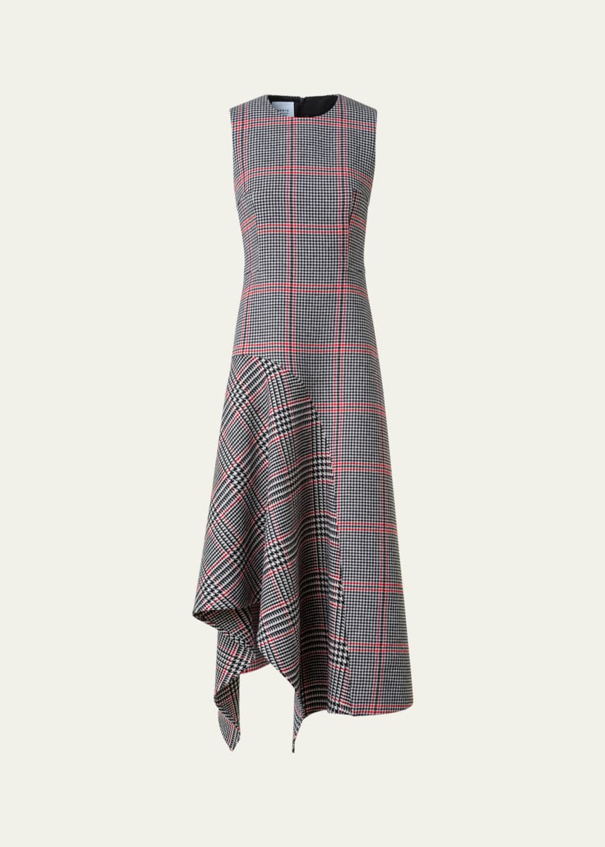 Akris punto Houndstooth Wool Fresco Midi Dress