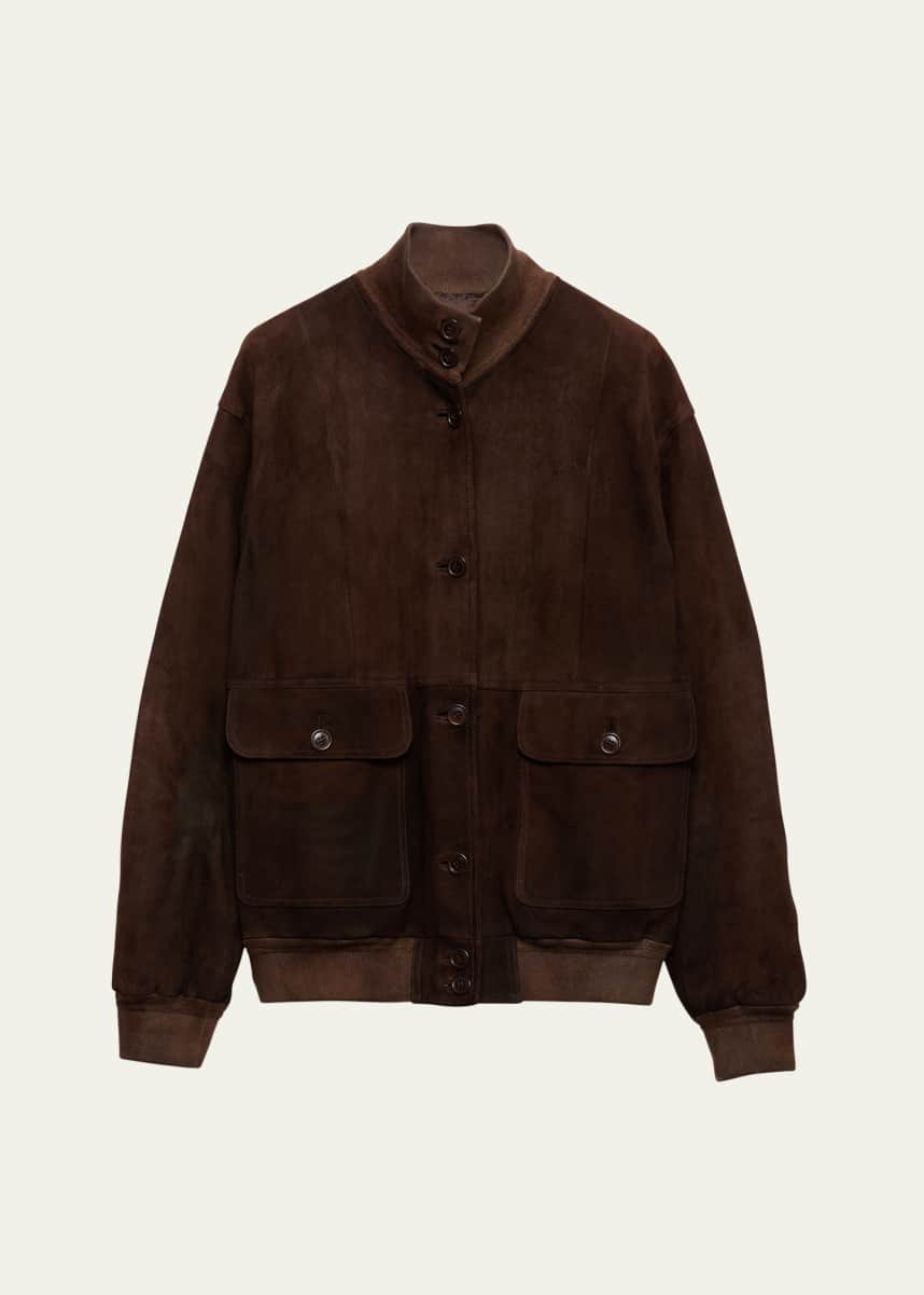 Prada Suede Hot-Stamp Logo Jacket