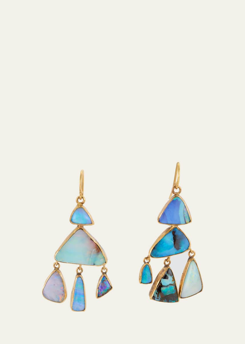 JUDY GEIB Triangular Opal Chandelier Earrings in 22K Yellow Gold and Silver