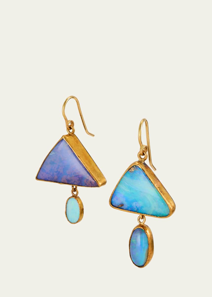 JUDY GEIB Triangular and Oval Blue Opal Drop Earrings