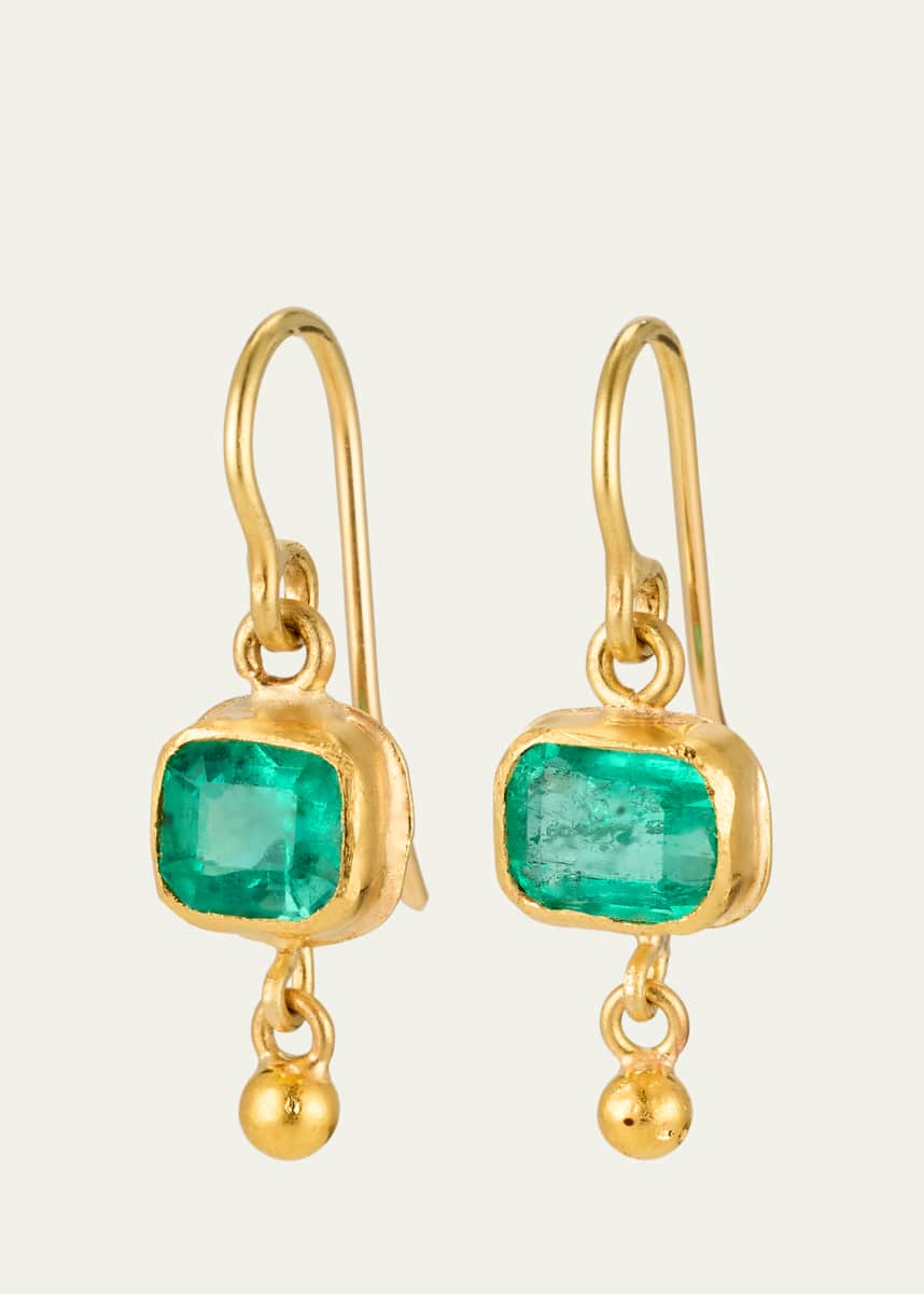 JUDY GEIB Single Drop Square Colombian Emerald Earrings