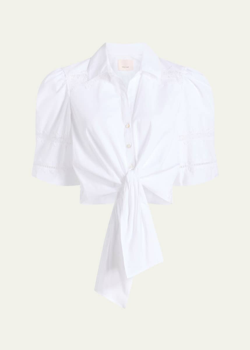 Cinq a Sept Marianna Embroidered Tie-Front Top