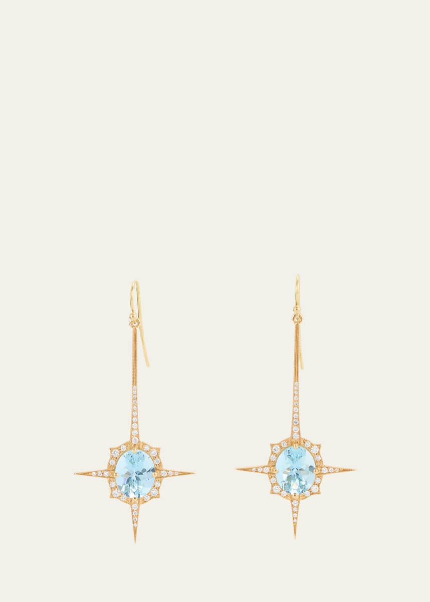 Arman Sarkisyan 18K Yellow Gold Oval Aquamarine Spike Earrings