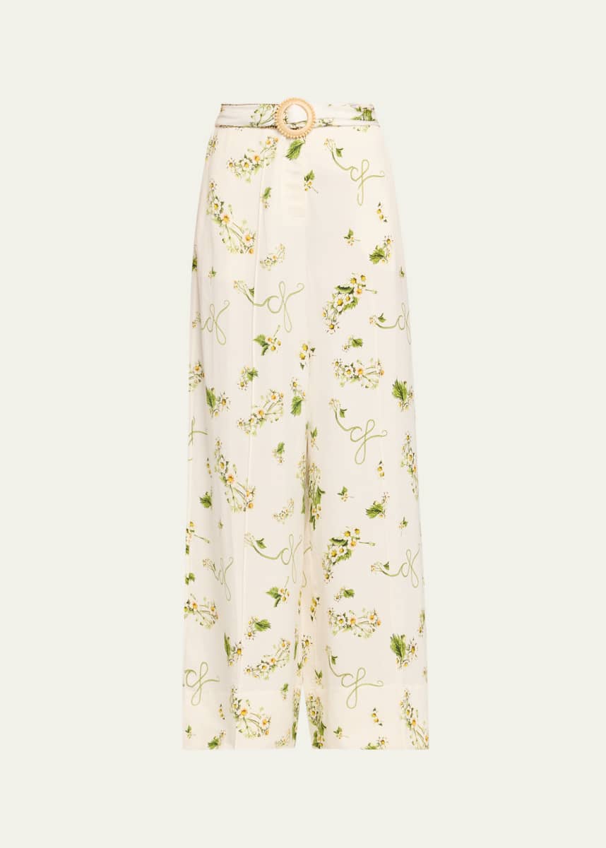 Camilla Botanical Utopia Scarf Belt Wide-Leg Pants