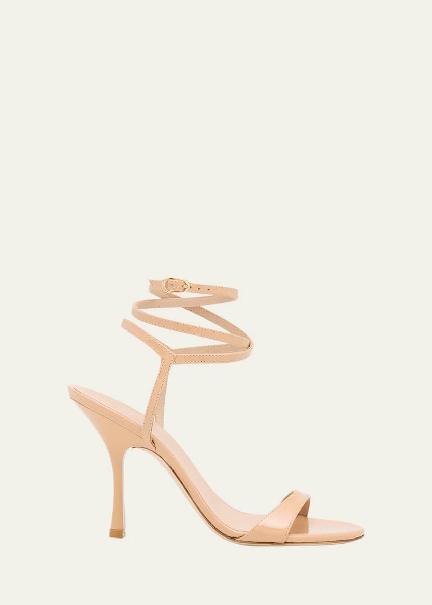 Stuart Weitzman Nudist Patent Ankle-Strap Sandals