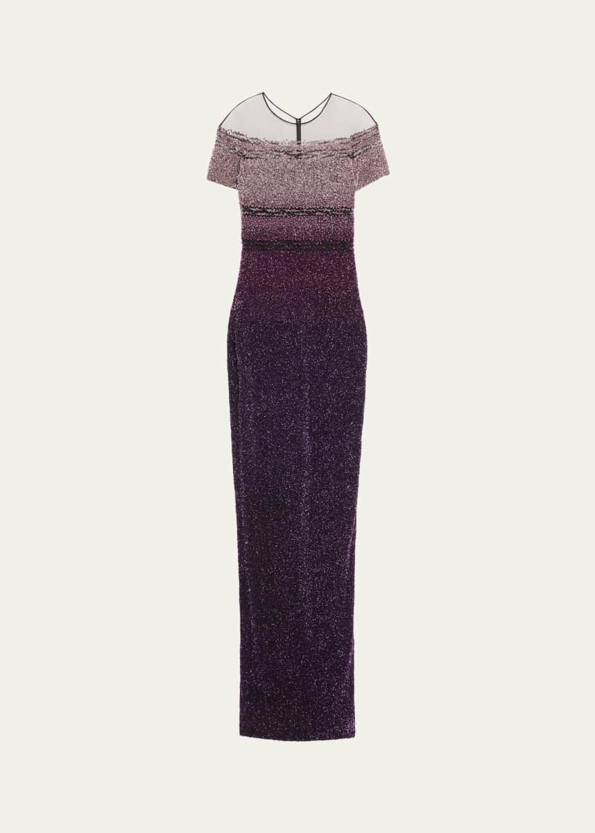 Pamella Roland Signature Sequined Ombre Gown