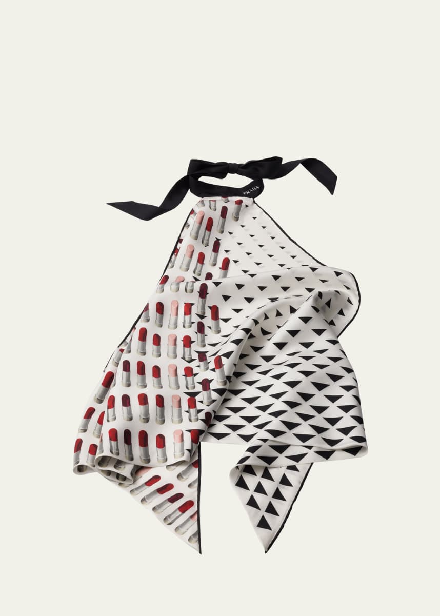 Prada Double Match Silk Scarf Halter Top