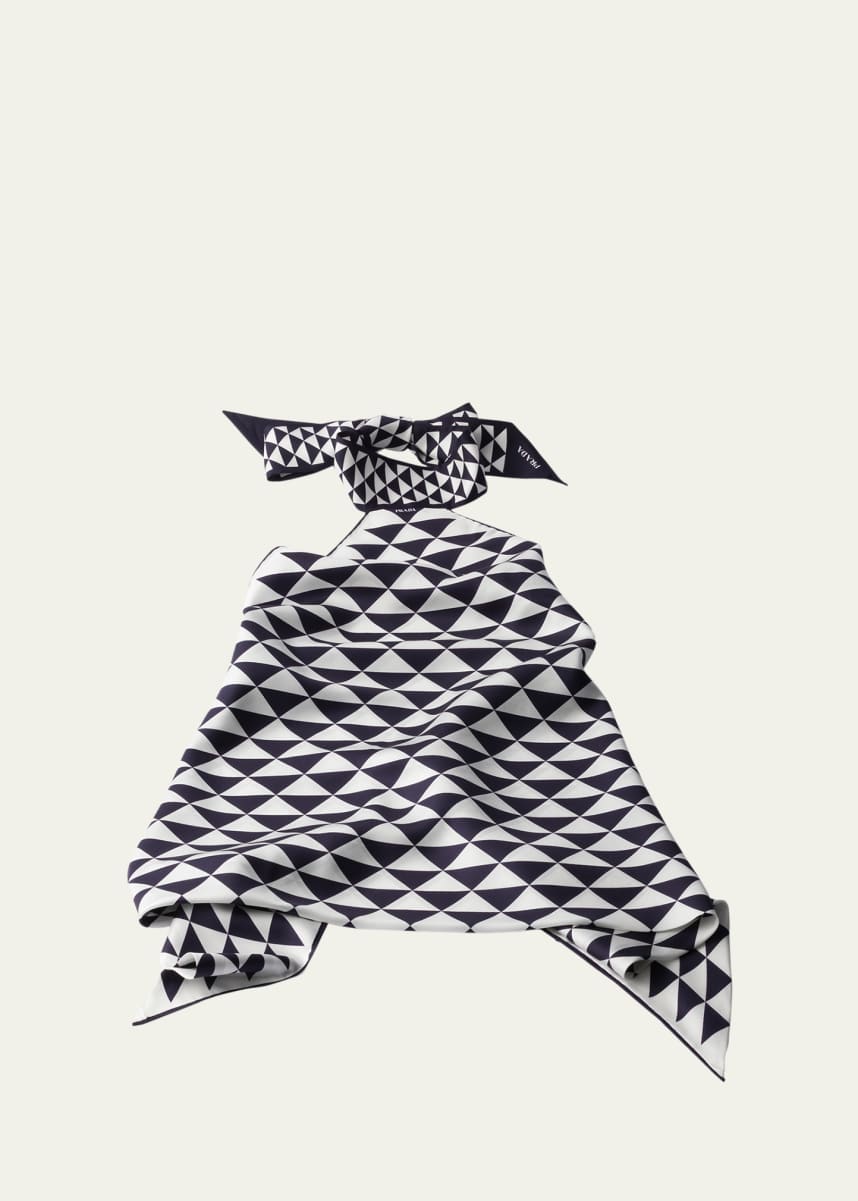 Prada Triangle-Print Silk Halter Top