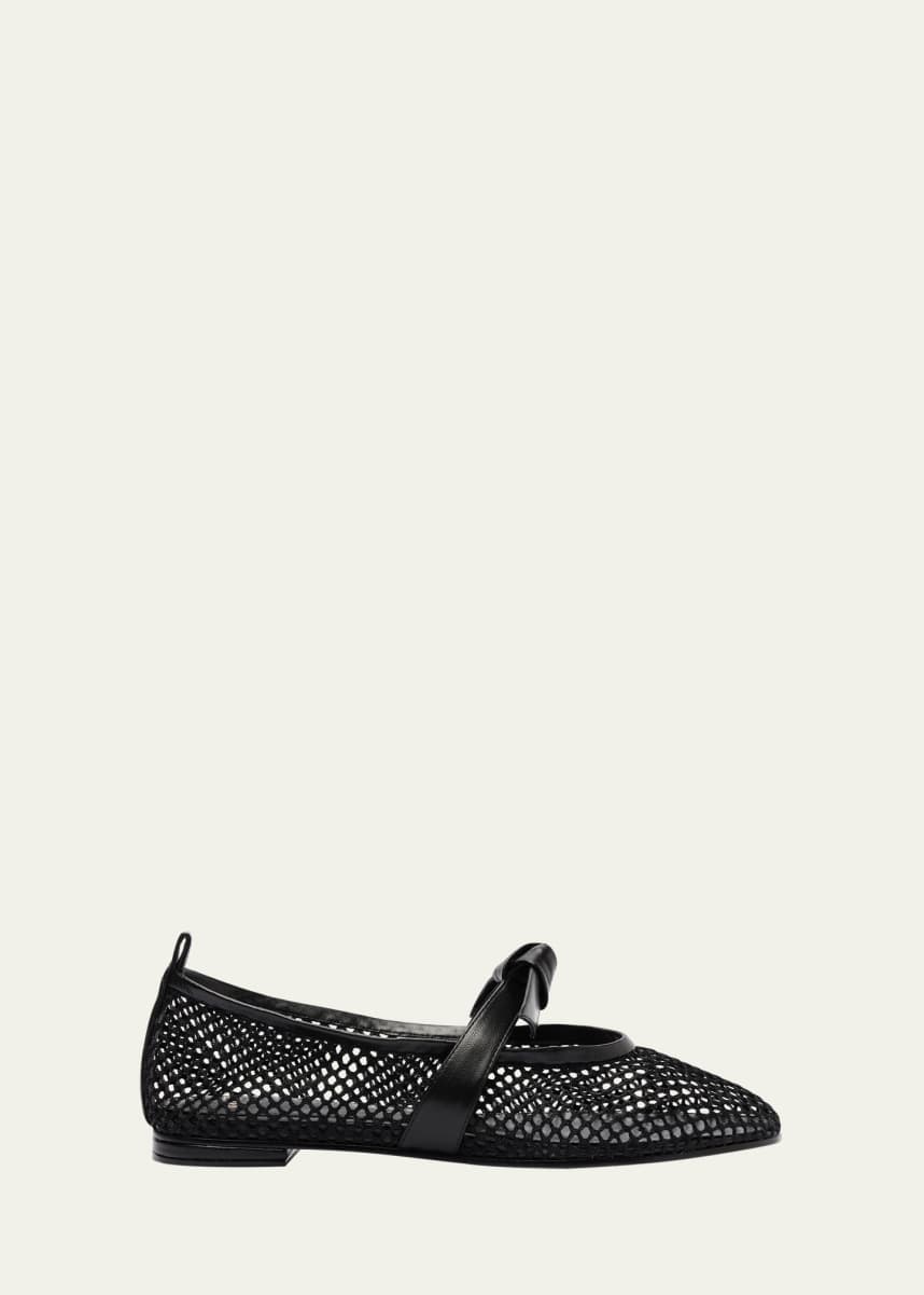 Alexandre Birman Clarita Bow Fishnet Ballerina Flats