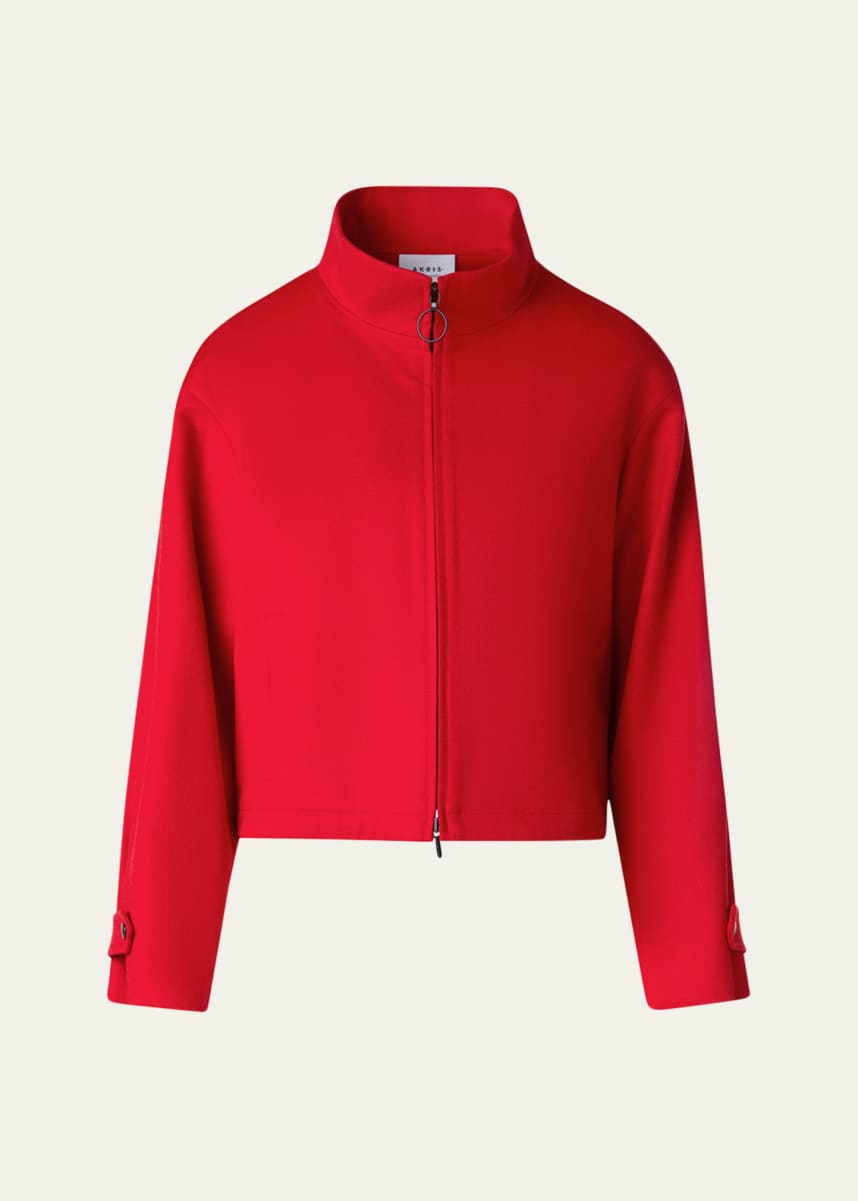Akris punto Wool-Cashmere Crop Zip Jacket