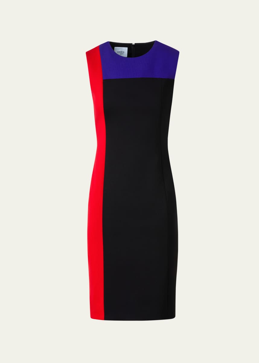 Akris punto Colorblock Jersey Sleeveless Sheath Dress