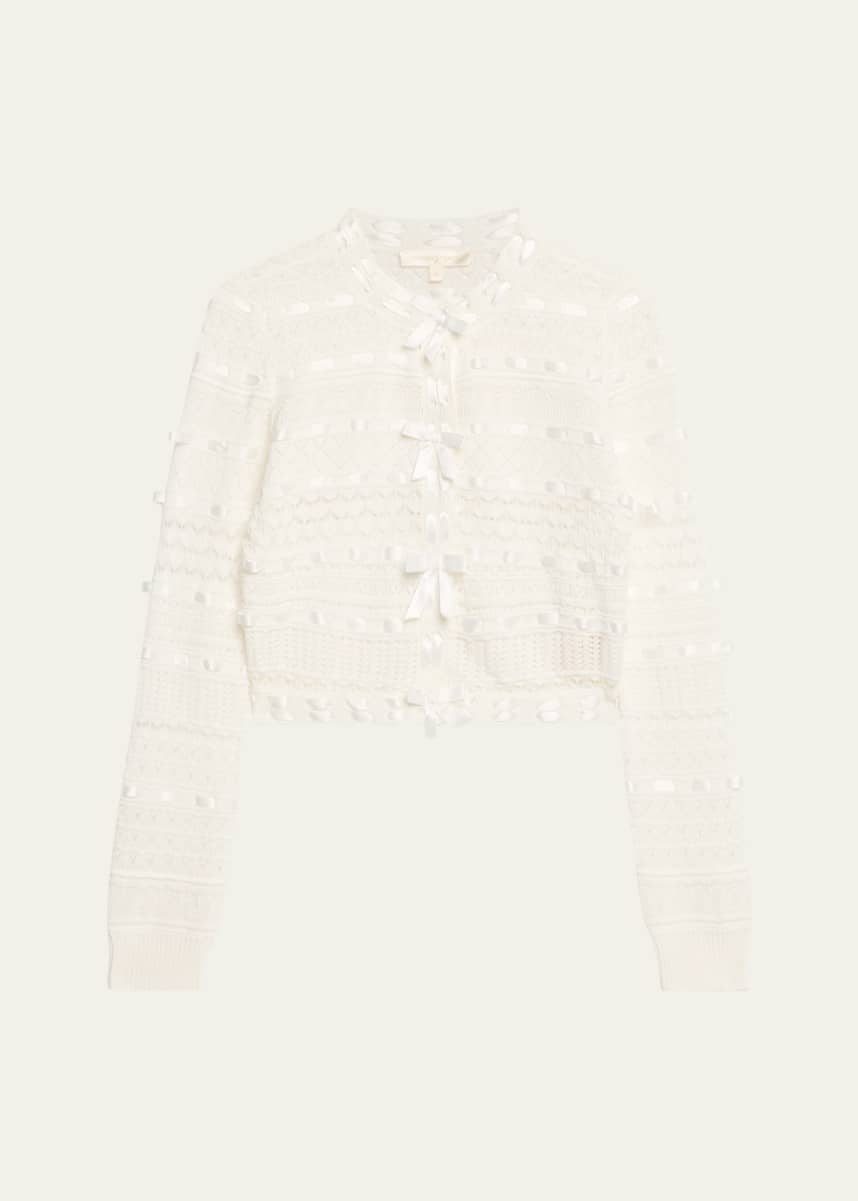 LoveShackFancy Roselline Cotton Ribbon Cardigan