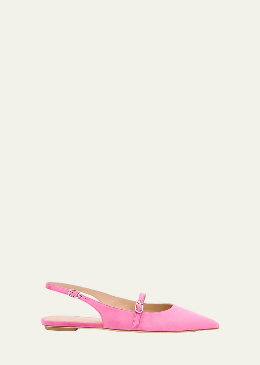Stuart Weitzman Emilia Suede Mary Jane Slingback Ballerina Flats