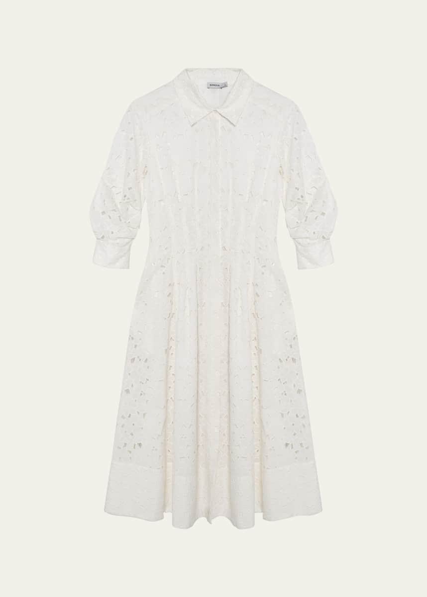 SIMKHAI Jazz Embroidered Midi Shirtdress