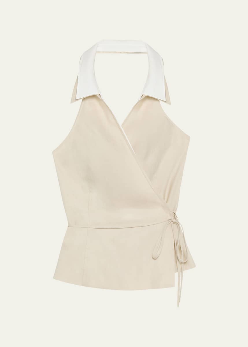 SIMKHAI Campbell Linen Halter Shirt