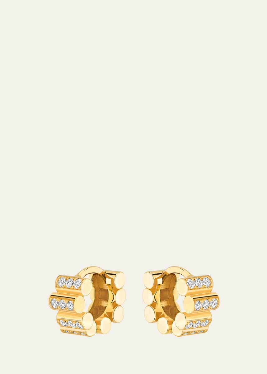 Viltier 18K Yellow Gold Edge Pave Hoop Earrings with Diamonds