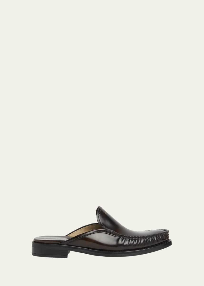 Prada Spazzolato Leather Loafer Mules