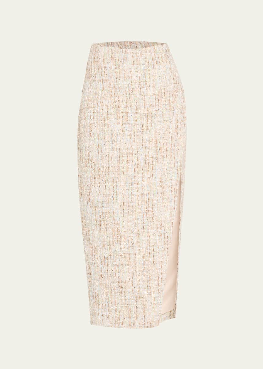 Toccin Kate Sequined Tweed Midi Skirt