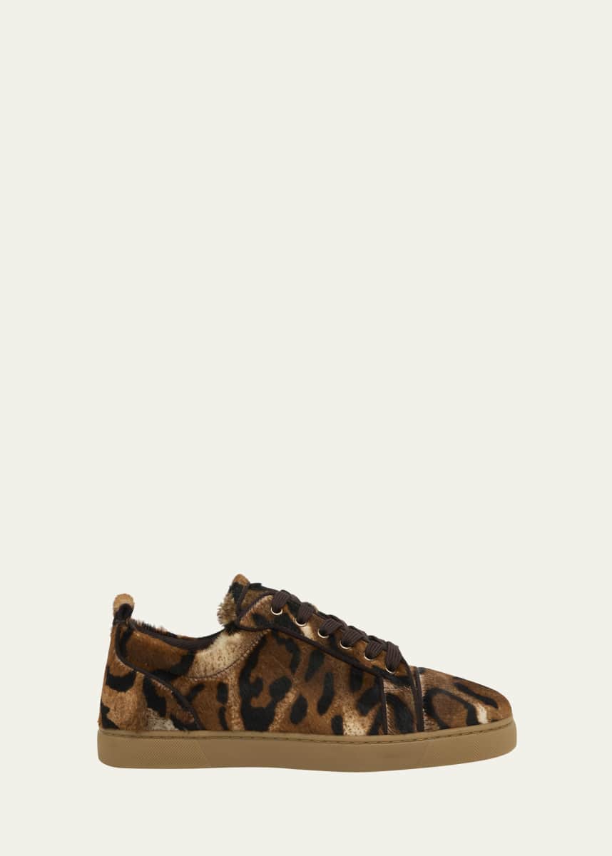 Christian Louboutin Men's Louis Junior Leopard-Effect Low-Top Sneakers