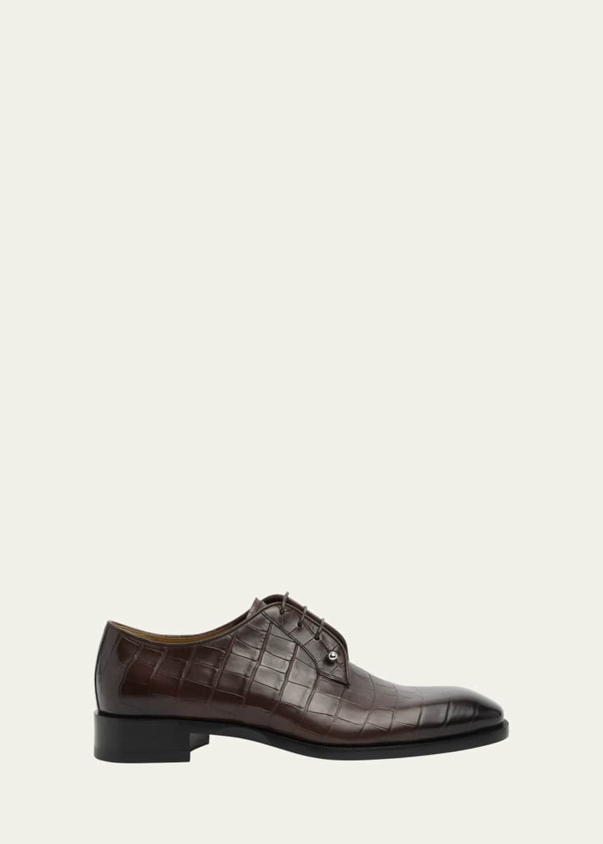 Christian Louboutin Men's Chambeliss Croc-Effect Leather Derby Shoes