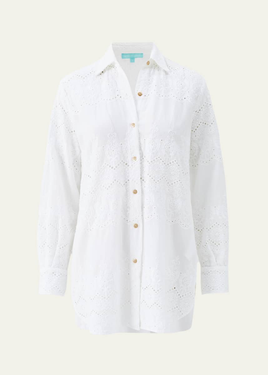 Melissa Odabash Orla Eyelet Button-Front Shirt