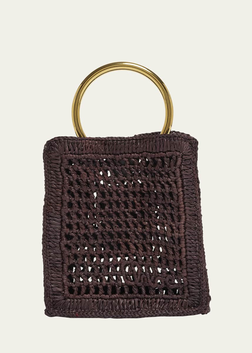 Chloe Summer Banana Tote Bag in Crochet Paper and Leather