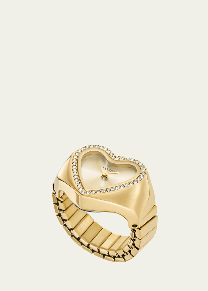 Fossil Crystal Heart Watch Ring