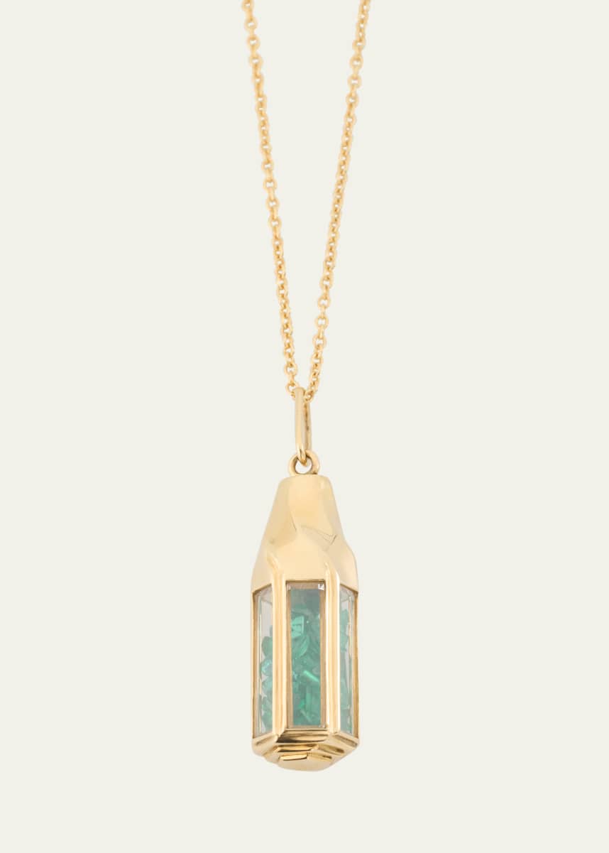 Moritz Glik 18K Gold Farol Emerald Kaleidoscope Shaker Pendant Necklace