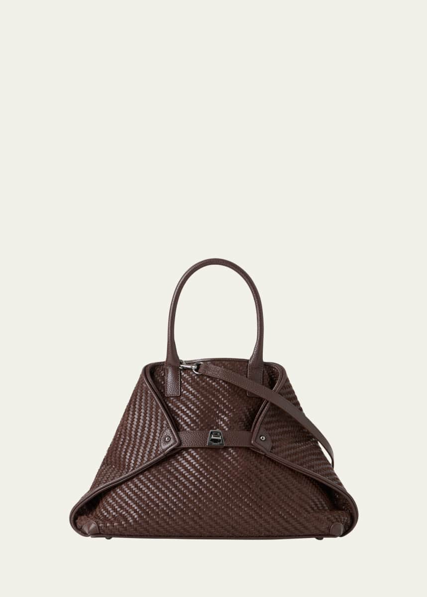 Akris Small Woven Leather Tote Bag