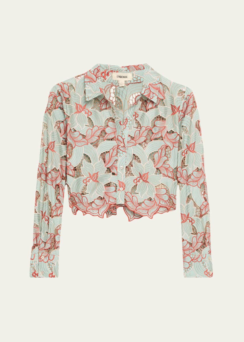 L'Agence Akemi Cropped Button-Front Shirt
