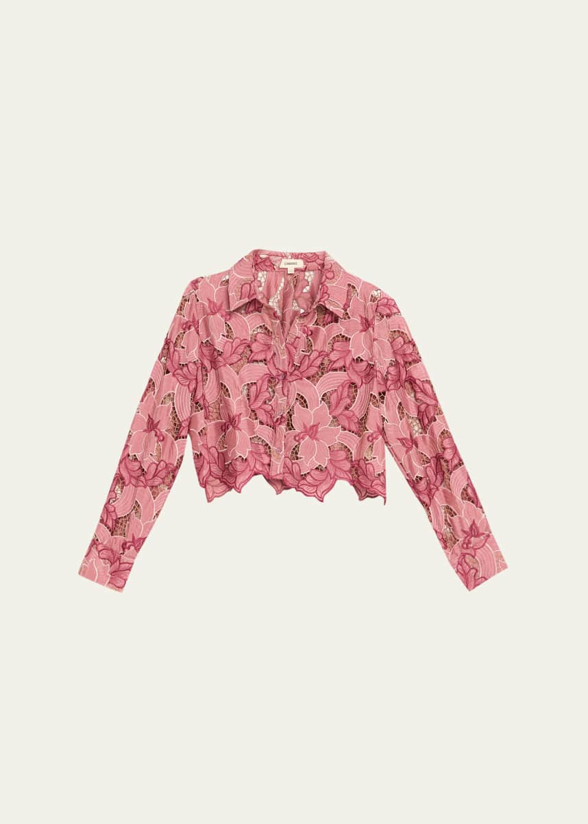 L'Agence Akemi Cropped Button-Front Shirt