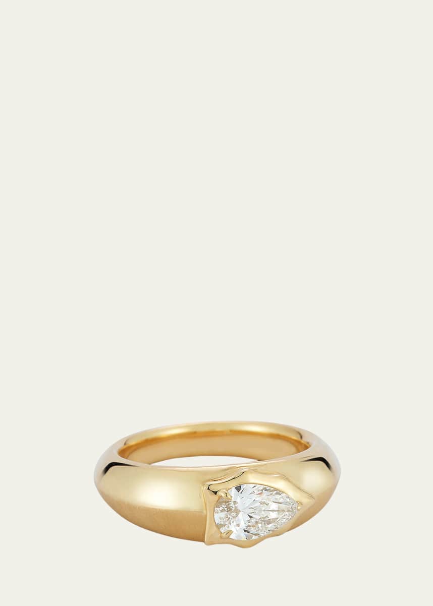 Jade Trau Frankie Signet Ring with Diamond Pear