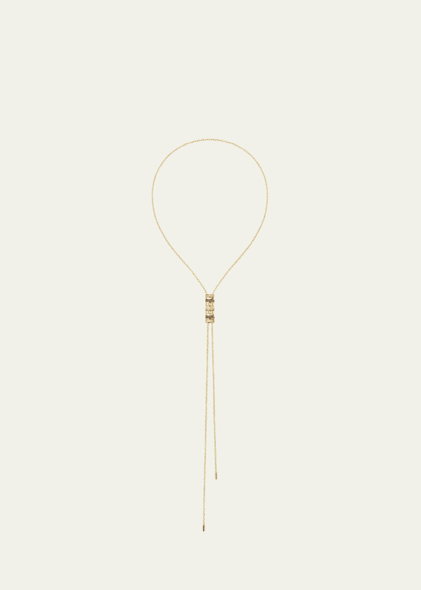 Boucheron Quatre Classique 18K Tricolor Gold Tie Necklace with Brown PVD and Diamonds