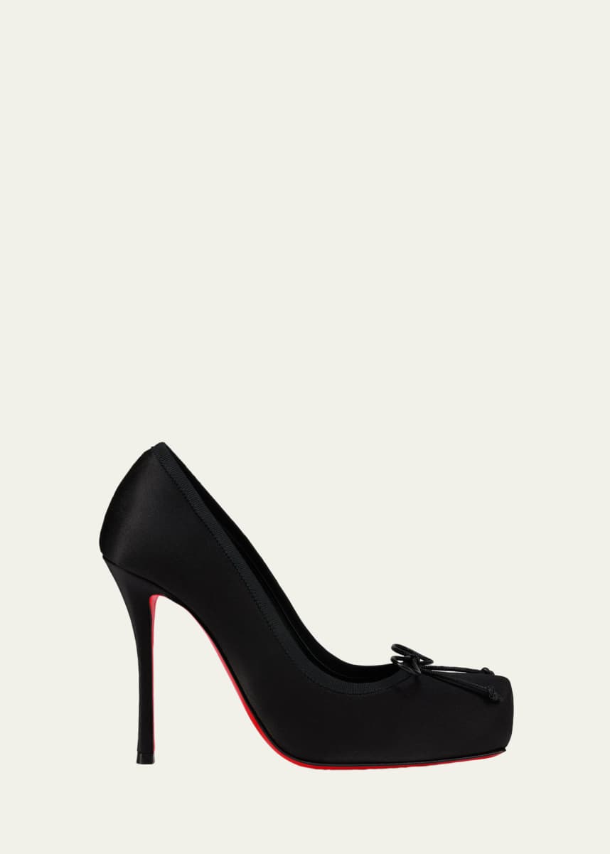 Christian Louboutin Cassia Satin Red-Sole Ballerina Pumps