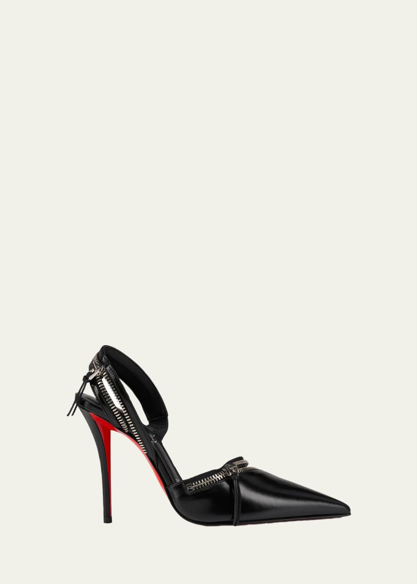 Christian Louboutin Slingy Zip Leather Red Sole Pumps