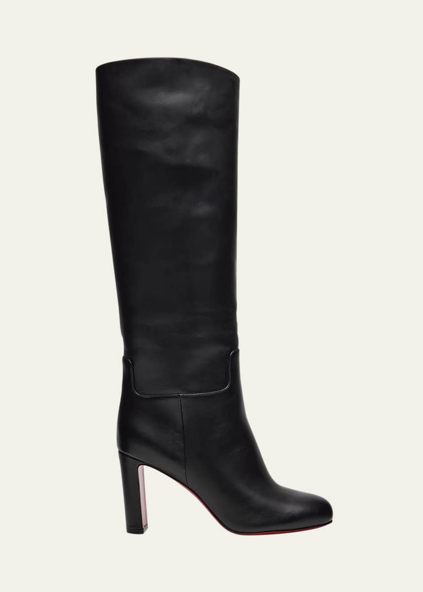 Christian Louboutin Loo Botta Leather Red Sole Knee Boots