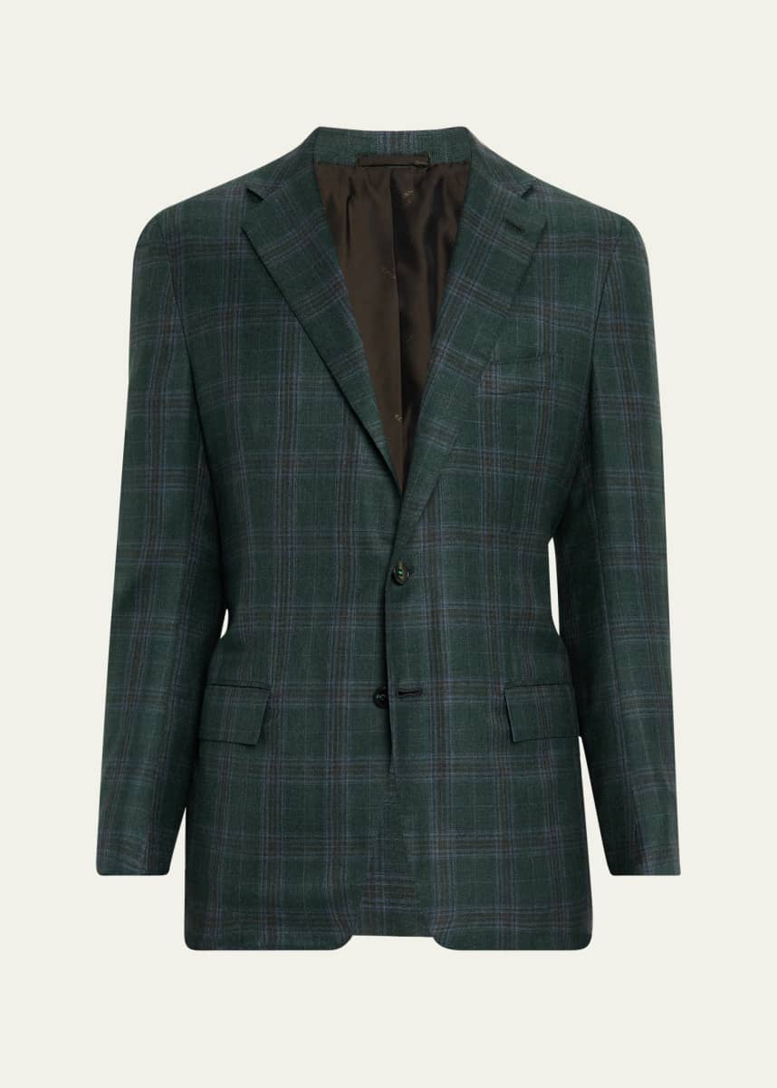 Kiton Men's Cashmere and Silk Plaid Single-Breasted Sport Coat