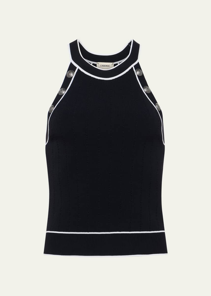 L'Agence Rosemary High-Neck Button Tank Top