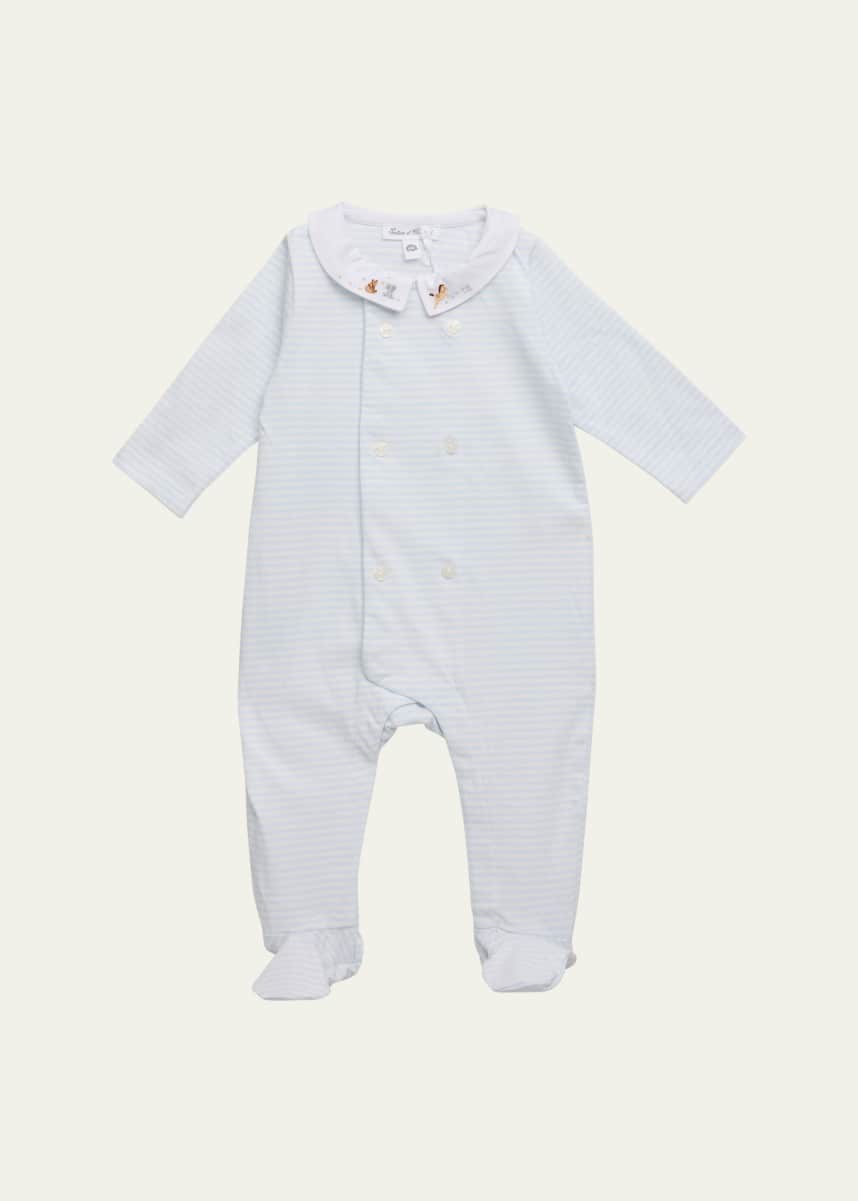 Tartine et Chocolat Girl's Striped Animal-Embroidered Pajamas, Size Newborn-4
